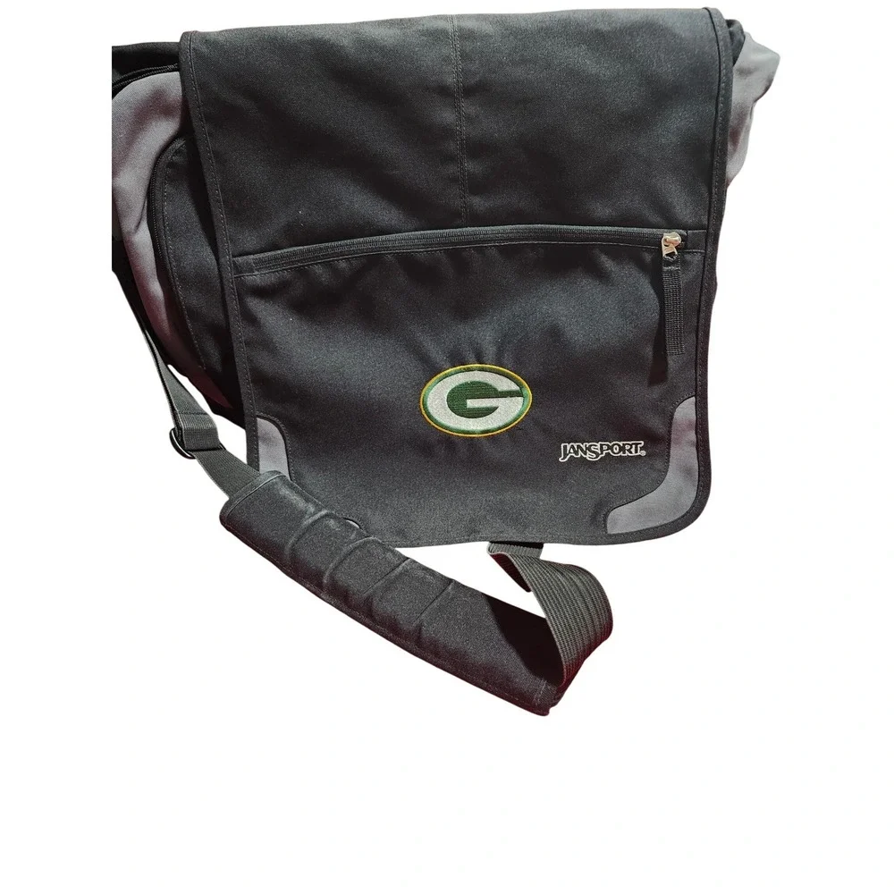 JanSport Green Bay Packers Messenger Bag Black Grey NFL Crossbody Laptop Case
